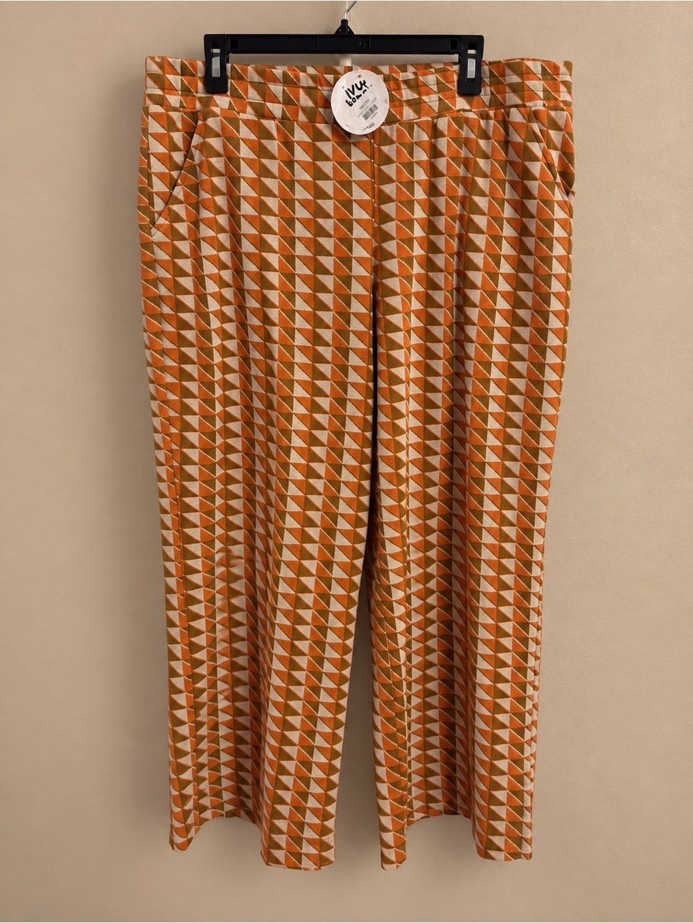 ivy jane Orange and Cream Geometric Wide-Leg Pants